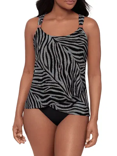 Miraclesuit Swim Women's Zirconic Dazzle Zebra-Print Tankini Top - Black White - Size 18 | Thumbnail 2 Miraclesuit Swim Women's Zirconic Dazzle Zebra-Print Tankini Top - Black White - Size 18 | Thumbnail 2