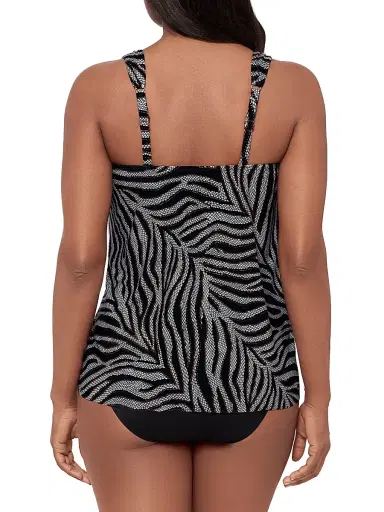 Miraclesuit Swim Women's Zirconic Dazzle Zebra-Print Tankini Top - Black White - Size 18 | Thumbnail 4 Miraclesuit Swim Women's Zirconic Dazzle Zebra-Print Tankini Top - Black White - Size 18 | Thumbnail 4