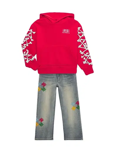 AMIRI Little Kid's & Kid's Logo Bones Hoodie - Red - Size 4 | Thumbnail 2 AMIRI Little Kid's & Kid's Logo Bones Hoodie - Red - Size 4 | Thumbnail 2