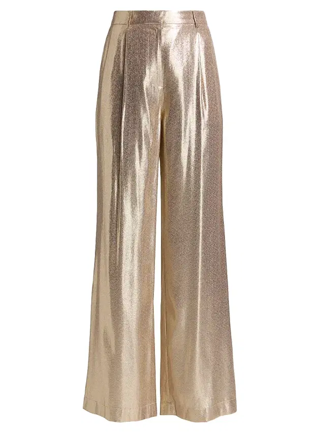 Ramy Brook Women's Izzy Metallic Silk-Blend Wide-Leg Pants - Gold