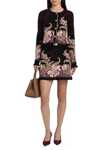 Cara Cara Women's Lindy Wool-Cotton Jacquard Miniskirt - Nouvea Black - Size Large | Thumbnail 2 Cara Cara Women's Lindy Wool-Cotton Jacquard Miniskirt - Nouvea Black - Size Large | Thumbnail 2