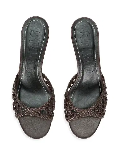 Staud Women's Brigitte 60MM Leather Mules - Espresso Open Weave - Size 8 | Thumbnail 4 Staud Women's Brigitte 60MM Leather Mules - Espresso Open Weave - Size 8 | Thumbnail 4