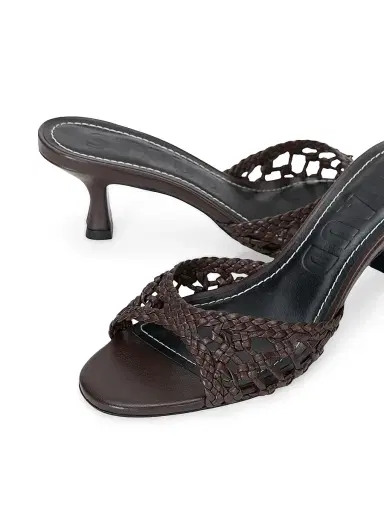 Staud Women's Brigitte 60MM Leather Mules - Espresso Open Weave - Size 8 | Thumbnail 5 Staud Women's Brigitte 60MM Leather Mules - Espresso Open Weave - Size 8 | Thumbnail 5