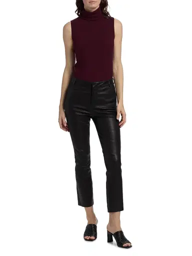 L'Agence Women's Ketra Leather Baby Boot-Cut Trousers - Black - Size 12 | Thumbnail 2