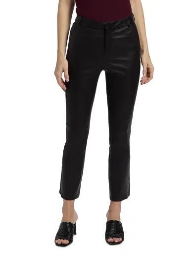 L'Agence Women's Ketra Leather Baby Boot-Cut Trousers - Black - Size 12 | Thumbnail 3