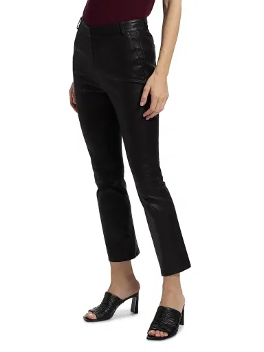 L'Agence Women's Ketra Leather Baby Boot-Cut Trousers - Black - Size 12 | Thumbnail 4