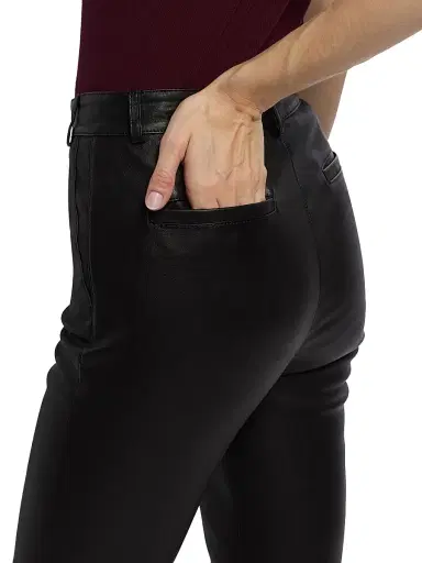 L'Agence Women's Ketra Leather Baby Boot-Cut Trousers - Black - Size 12 | Thumbnail 6