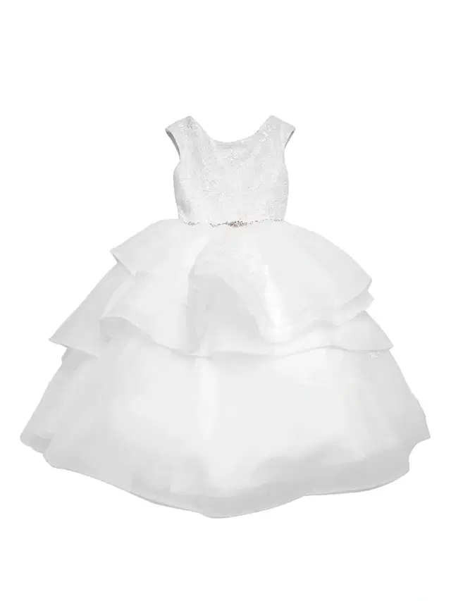 Joan Calabrese Little Girl's & Girl's Communion Sparkle Tulle Tier Dress - White