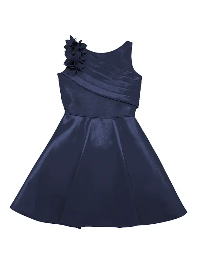 Joan Calabrese Little Girl's & Girl's Joan Flower Pleated Sleeveless Dress - Navy