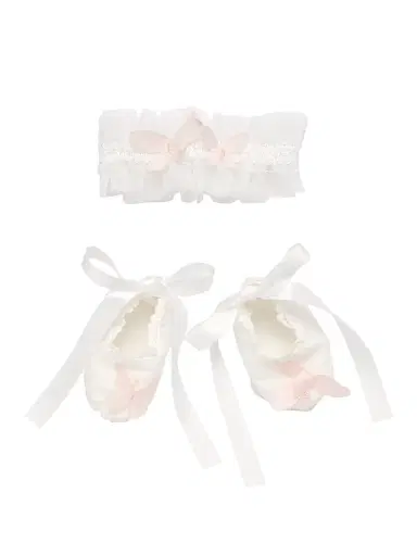 Macis Design Baby Girl's 5-Piece Wrap Top, Pants, Headband, Booties & Blanket Set - Ivory Light Pink - Size 12 Months | Thumbnail 5 Macis Design Baby Girl's 5-Piece Wrap Top, Pants, Headband, Booties & Blanket Set - Ivory Light Pink - Size 12 Months | Thumbnail 5