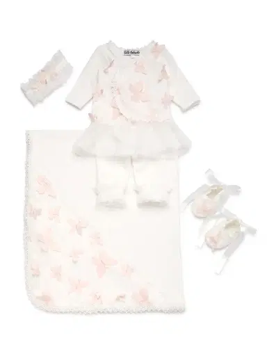 Macis Design Baby Girl's 5-Piece Wrap Top, Pants, Headband, Booties & Blanket Set - Ivory Light Pink - Size 12 Months | Thumbnail 1 Macis Design Baby Girl's 5-Piece Wrap Top, Pants, Headband, Booties & Blanket Set - Ivory Light Pink - Size 12 Months | Thumbnail 1