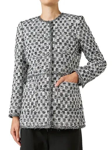 LIBEROWE Women's Diya Tweed Jacket - Silver - Size Medium | Thumbnail 4