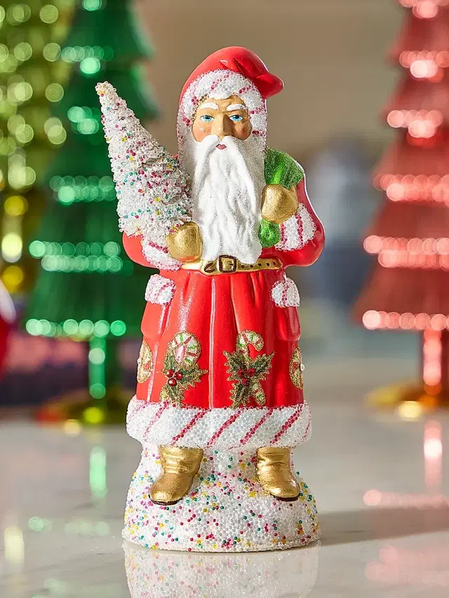 Small Candy Cane Santa Tabletop Figurine