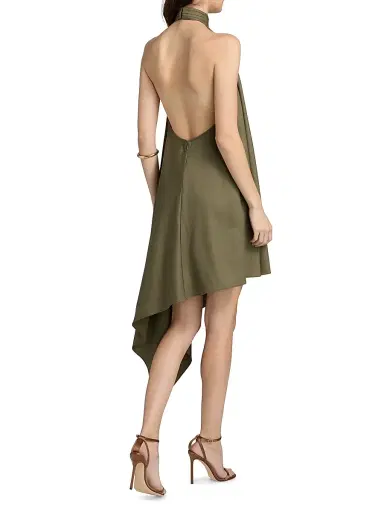 Ronny Kobo Women's Fleur Asymmetric Wool-Blend Halter Midi-Dress | Thumbnail 5