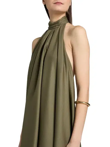 Ronny Kobo Women's Fleur Asymmetric Wool-Blend Halter Midi-Dress | Thumbnail 6