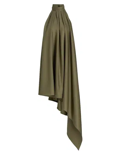 Ronny Kobo Women's Fleur Asymmetric Wool-Blend Halter Midi-Dress | Thumbnail 1