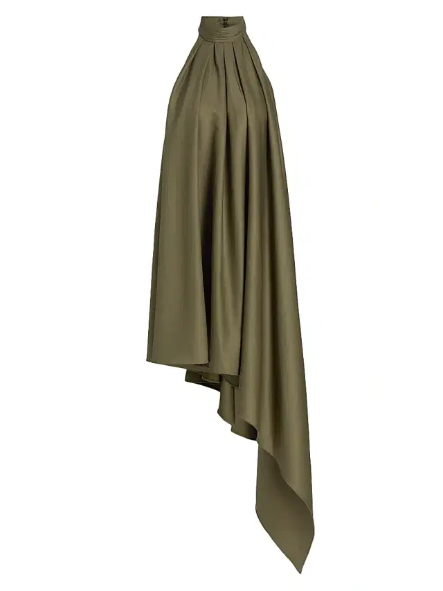 Ronny Kobo Women's Fleur Asymmetric Wool-Blend Halter Midi-Dress - Burnt Olive