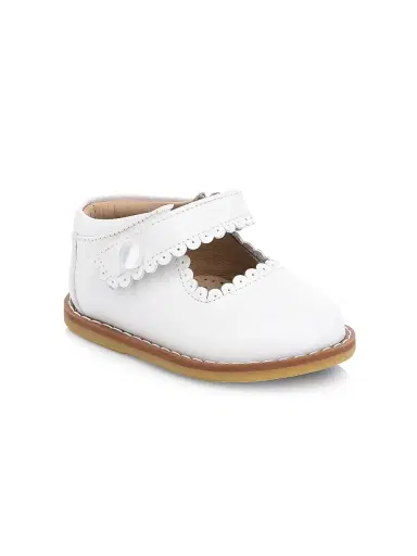 Elephantito Baby Girl's Scallop Leather Mary Jane Flats - White - Size 11.5 (Child) | Thumbnail 1 Elephantito Baby Girl's Scallop Leather Mary Jane Flats - White - Size 11.5 (Child) | Thumbnail 1