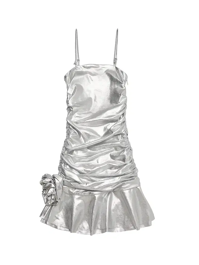 Theme Girl's Silvie Lame Ruffle Rose Dress - Silver
