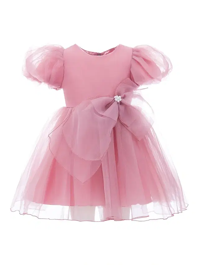 Baby's, Little Girl's & Girl's Bow Organza Dress - Pink