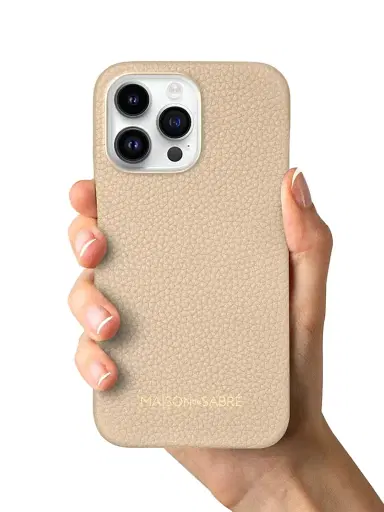 MAISON de SABRÉ Women's Leather Phone Case (iPhone 14 Pro Max) - Saharan Beige | Thumbnail 4