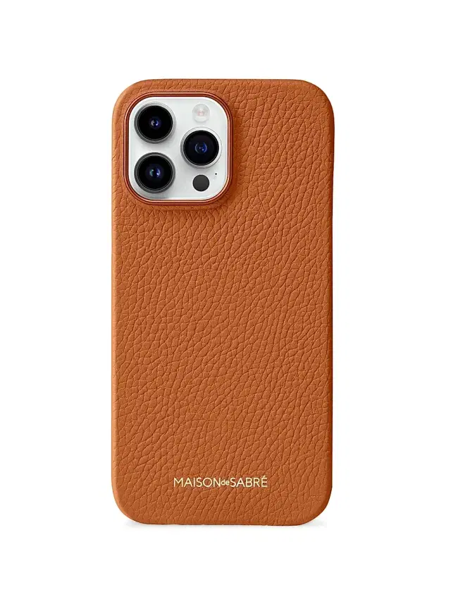 Maison de Sabre Leather Phone Case iPhone 15 Pro - Pecan Brown