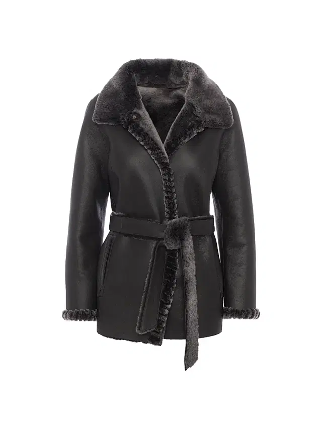 Gorski Women's Merino Shearling Lamb Jacket with Whipstitch Trim - Brown Brisa