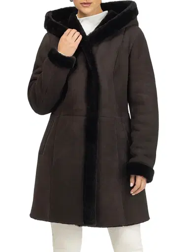 Gorski Women's Merino Shearling Lamb Parka - Dark Brown - Size XL | Thumbnail 2