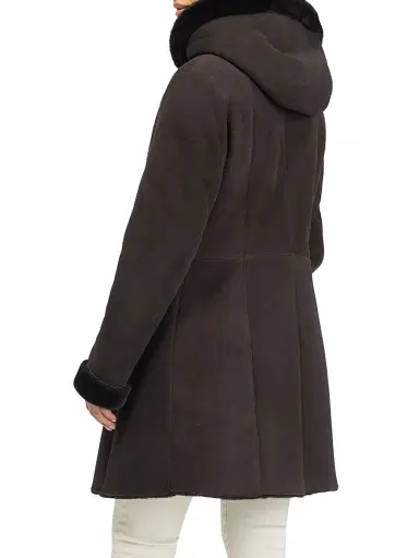 Gorski Women's Merino Shearling Lamb Parka - Dark Brown - Size XL | Thumbnail 3