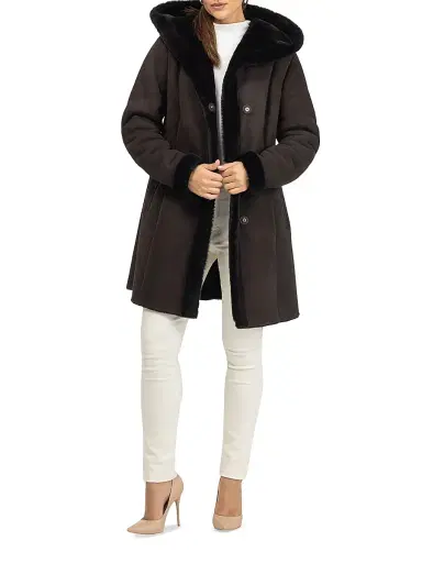 Gorski Women's Merino Shearling Lamb Parka - Dark Brown - Size XL | Thumbnail 5