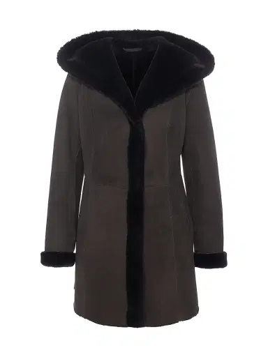 Gorski Women's Merino Shearling Lamb Parka - Dark Brown - Size XL | Thumbnail 1