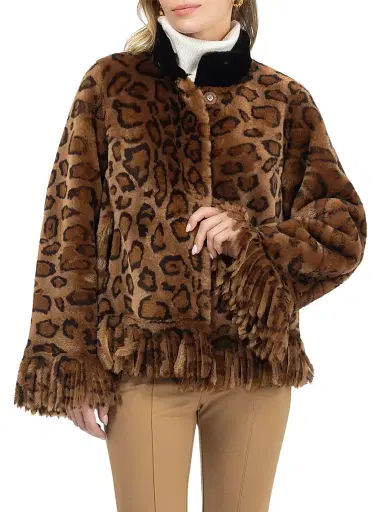 Gorski Women's Shearling Lamb Coat with Fringes - Lprd Black - Size XL | Thumbnail 2 Gorski Women's Shearling Lamb Coat with Fringes - Lprd Black - Size XL | Thumbnail 2