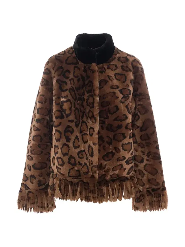 Gorski Women's Shearling Lamb Coat with Fringes - Lprd Black - Size XL