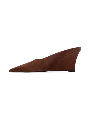 Black Suede Studio Women's Aysha 70MM Suede Wedges - Brownie Suede - Size 9 | Thumbnail 4