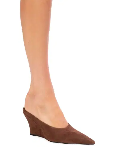 Black Suede Studio Women's Aysha 70MM Suede Wedges - Brownie Suede - Size 9 | Thumbnail 6