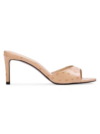 Black Suede Studio Women's Freddie 65MM Ostrich Mules - Nude Ostrich Leather - Size 11 | Thumbnail 1 Black Suede Studio Women's Freddie 65MM Ostrich Mules - Nude Ostrich Leather - Size 11 | Thumbnail 1