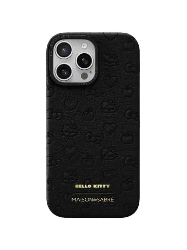 Maison de Sabre Hello Kitty Leather Phone Case (iPhone 16 Pro Max) - Black Caviar | Thumbnail 1