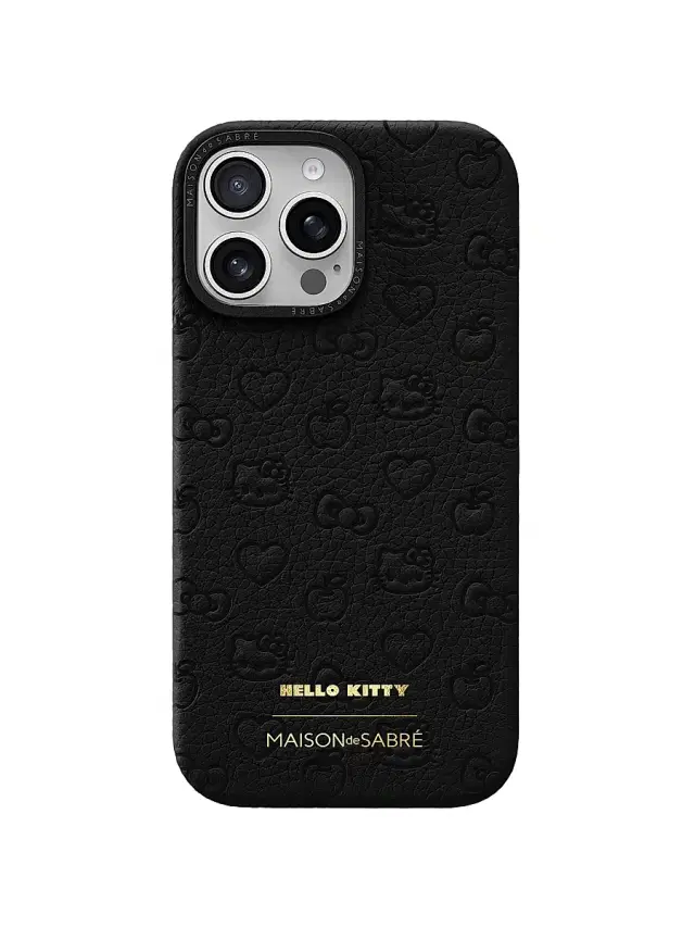 Maison de Sabre Hello Kitty Leather Phone Case (iPhone 16 Pro Max) - Black Caviar