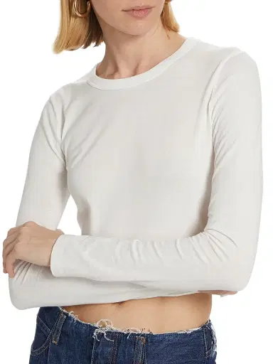 SLVRLAKE Women's Cotton Baby-Fit Tee - Natural White - Size Large | Thumbnail 6