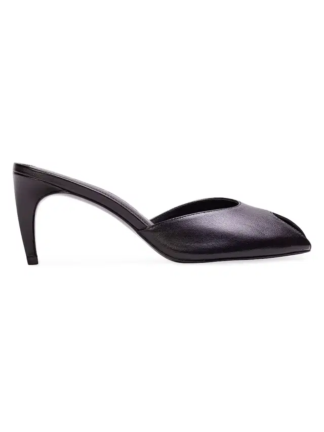 Black Suede Studio Women's Dovie 70MM Leather Mules - Black Leather
