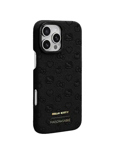 MAISON de SABRÉ Hello Kitty Leather Phone Case (iPhone 16 Pro) - Black Caviar | Thumbnail 2