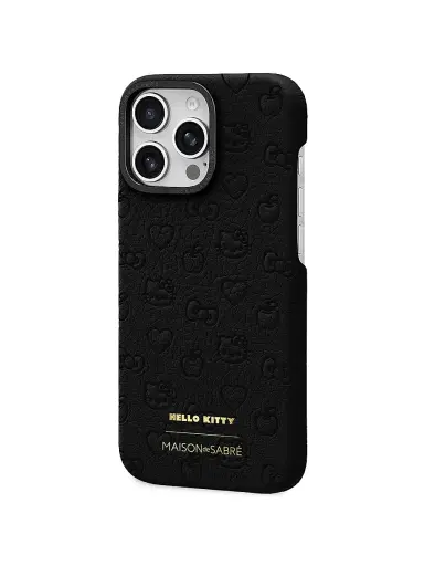 MAISON de SABRÉ Hello Kitty Leather Phone Case (iPhone 16 Pro) - Black Caviar | Thumbnail 3
