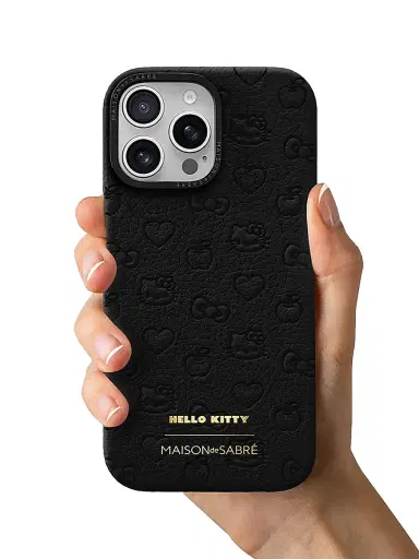 MAISON de SABRÉ Hello Kitty Leather Phone Case (iPhone 16 Pro) - Black Caviar | Thumbnail 5