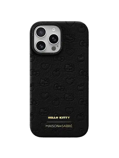 MAISON de SABRÉ Hello Kitty Leather Phone Case (iPhone 16 Pro) - Black Caviar | Thumbnail 1