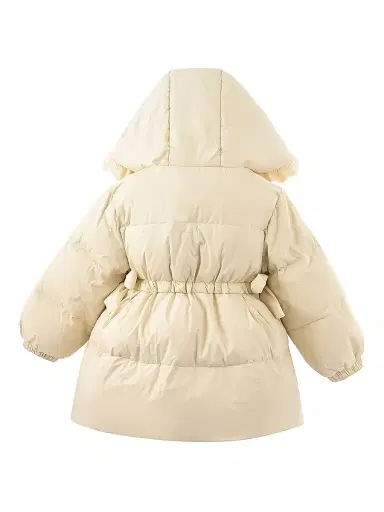 Mimi Tutu Little Girl's Ruffle-Hood Coat with Matching Scarf - Beige | Thumbnail 5 Mimi Tutu Little Girl's Ruffle-Hood Coat with Matching Scarf - Beige | Thumbnail 5