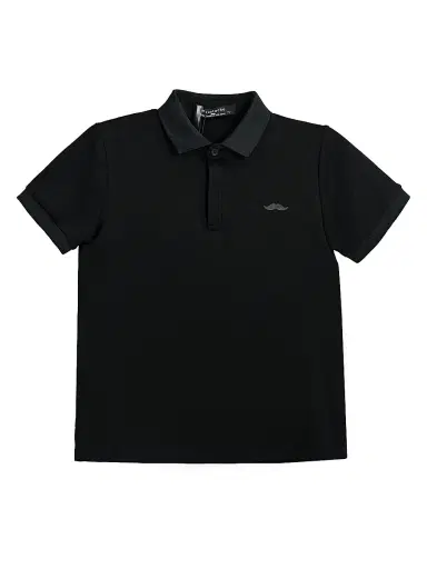 Moustache Little Boy's & Boy's Polo Shirt with Trim - Black - Size 14 | Thumbnail 1 Moustache Little Boy's & Boy's Polo Shirt with Trim - Black - Size 14 | Thumbnail 1