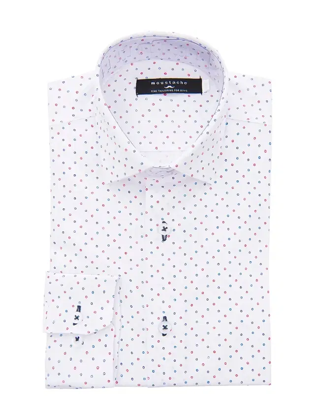 Moustache Little Boy's & Boy's Circle Print Dress Shirt - White Multi