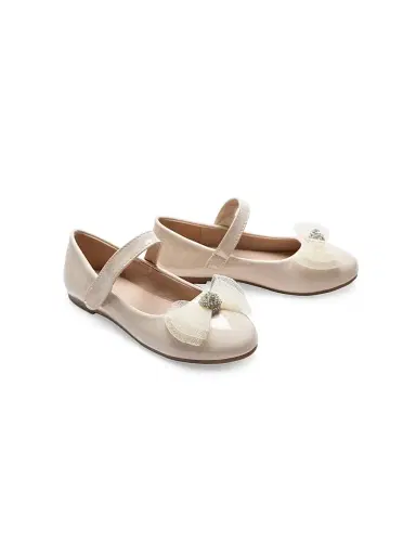 Tulleen Little Girl's & Girl's Lucille Bow Flats - Cream 4 (Child) | Thumbnail 3 Tulleen Little Girl's & Girl's Lucille Bow Flats - Cream 4 (Child) | Thumbnail 3
