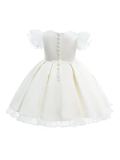 Tulleen Little Girl's Lace-Trim Puff Sleeve Dress - 9 Months | Thumbnail 2 Tulleen Little Girl's Lace-Trim Puff Sleeve Dress - 9 Months | Thumbnail 2