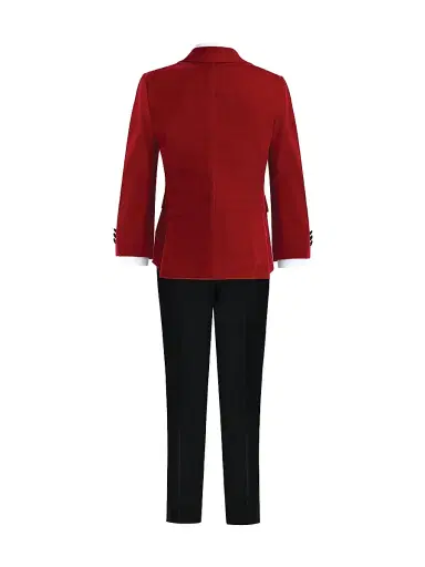 Moustache Little Boy's & Boy's Velvet Suit with Peak Lapel - Red - Size 16 | Thumbnail 2